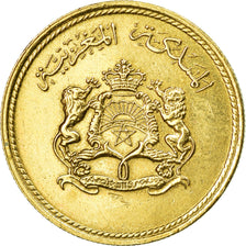 Coin, Morocco, al-Hassan II, 10 Santimat, 1974, AU(50-53), Aluminum-Bronze