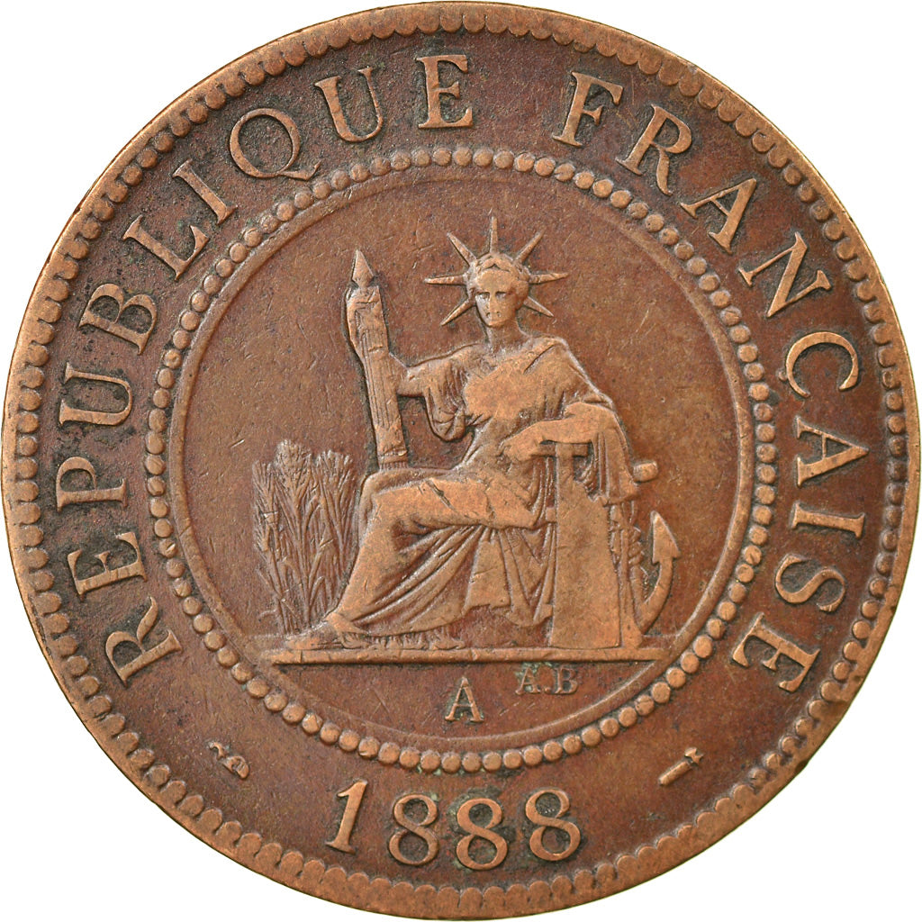 Coin, FRENCH INDO-CHINA, Cent, 1888, Paris, EF(40-45), Bronze, KM:1, Lecompte:40