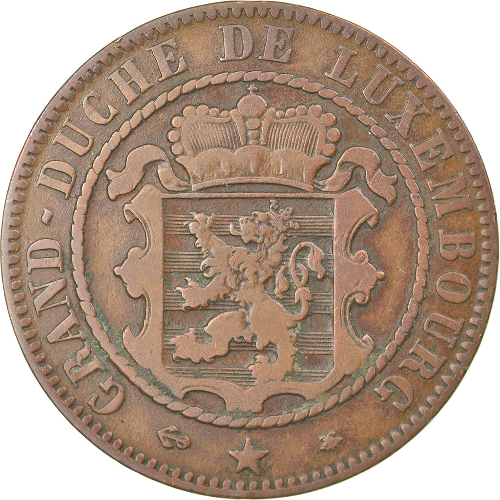 Coin, Luxembourg, William III, 10 Centimes, 1865, Paris, AU(50-53), Bronze