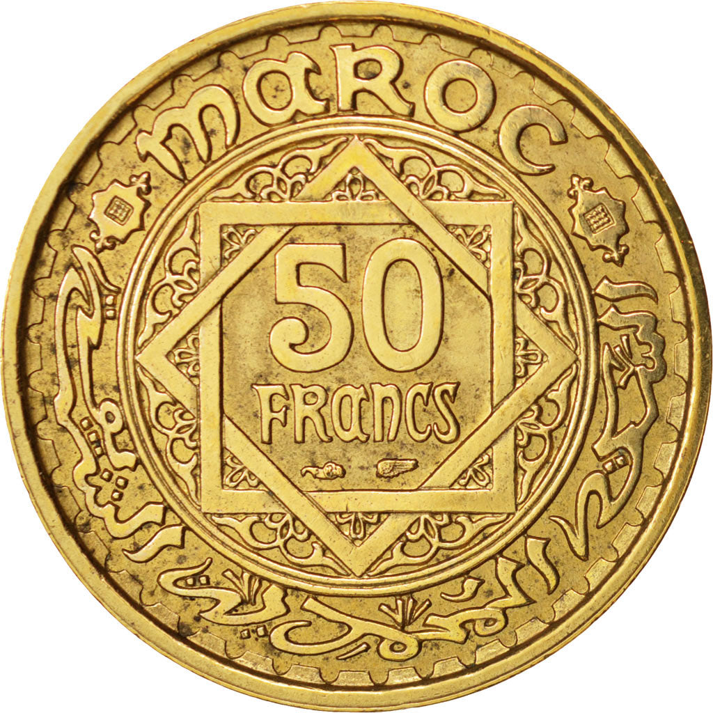 Maroc, Mohammed V, 50 Francs, 1951, Paris, TTB+, Aluminum-Bronze, KM:51