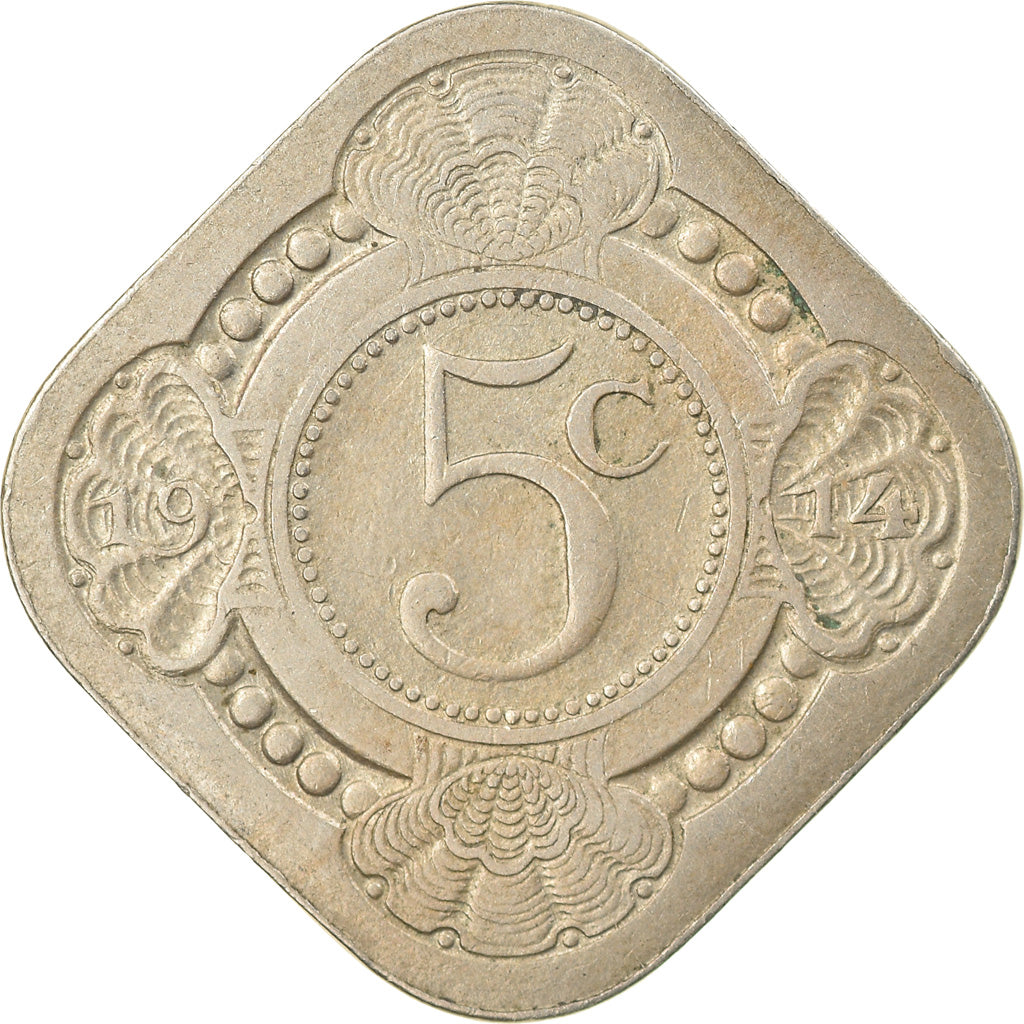 Coin, Netherlands, Wilhelmina I, 5 Cents, 1914, EF(40-45), Copper-nickel, KM:153