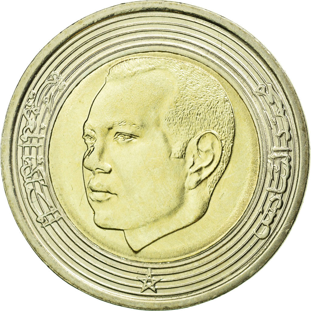 Moneda, Marruecos, Mohammed VI, 5 Dirhams, 2002, EBC, Bimetálico, KM:109