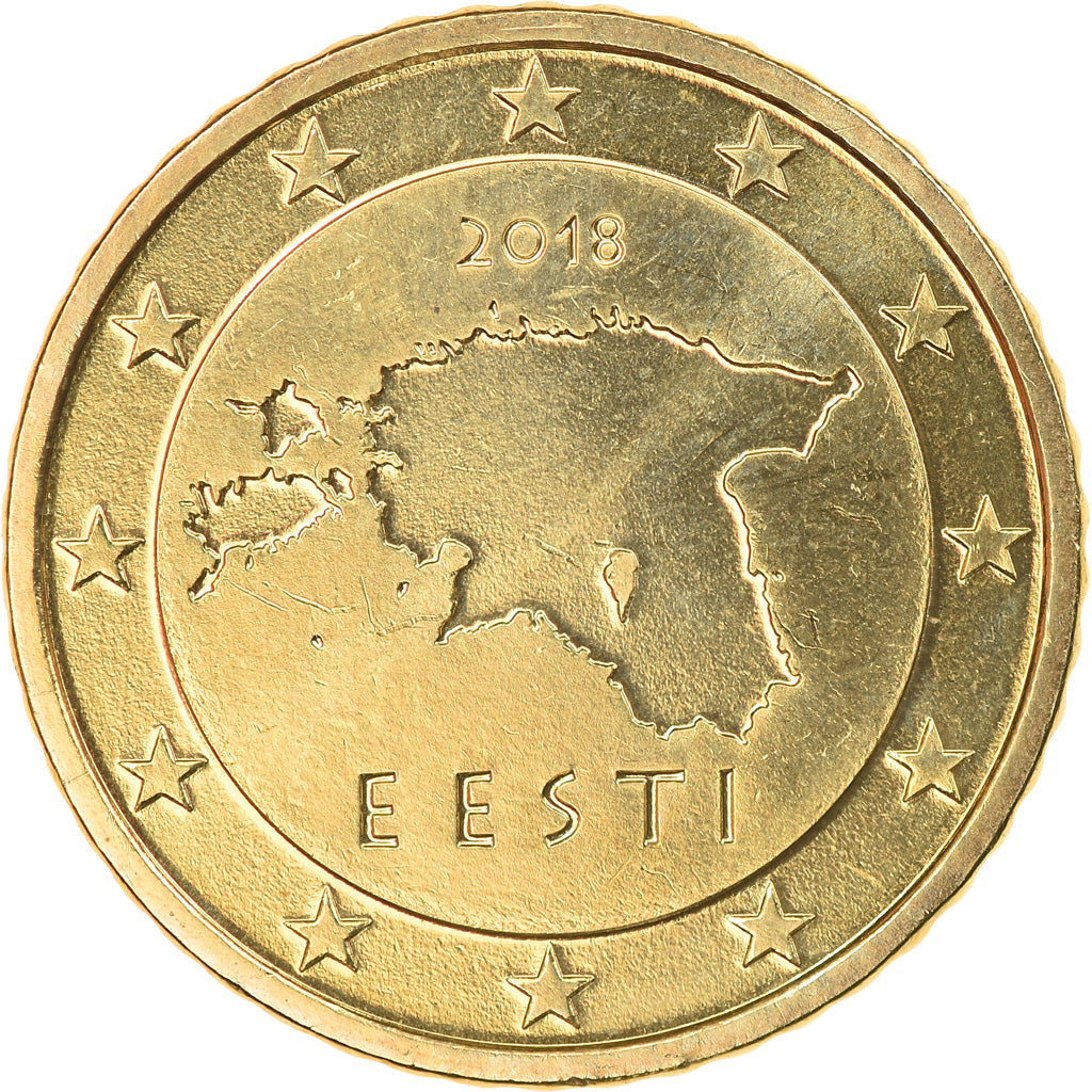Estónia, 50 Euro Cent, 2018, MS(63), Latão, KM:New
