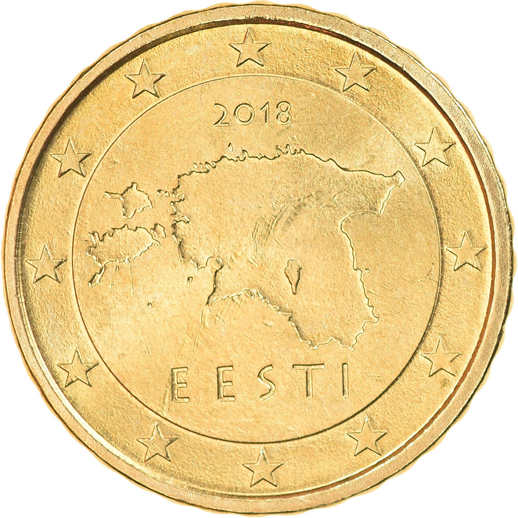 Estonia, 10 Euro Cent, 2018, AU(50-53), Mosiądz, KM:New