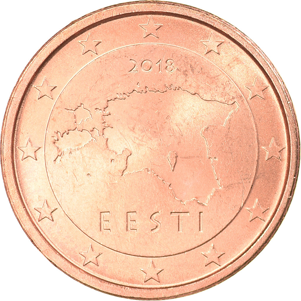 Estonia, Euro Cent, 2018, BB+, Acciaio placcato rame, KM:New