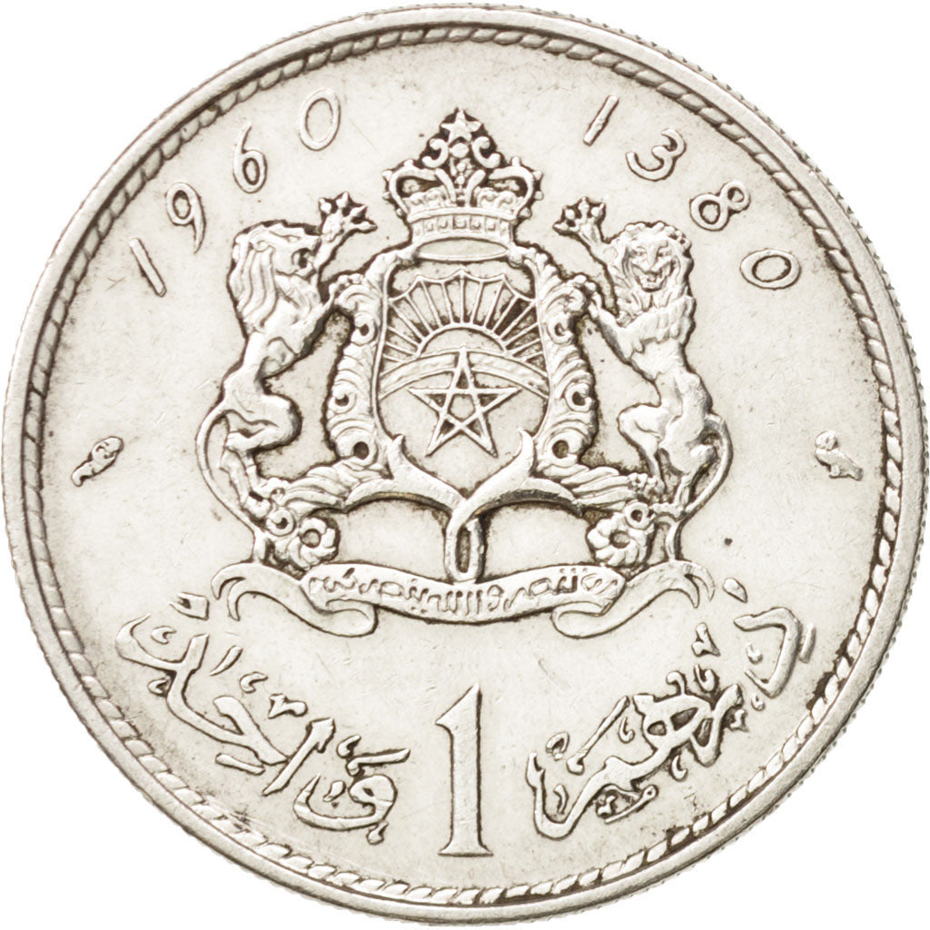 Marokko, Mohammed V, Dirham, 1960, Paris, SS+, Silber, KM:55