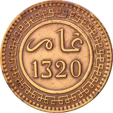Morocco, 'Abd al-Aziz, 10 Mazunas, 1902, EF(40-45), Bronze, KM:17.2