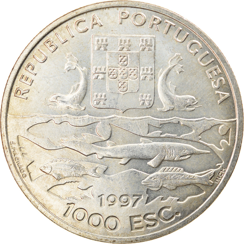 Coin, Portugal, 1000 Escudos, 1997, MS(63), Silver, KM:695