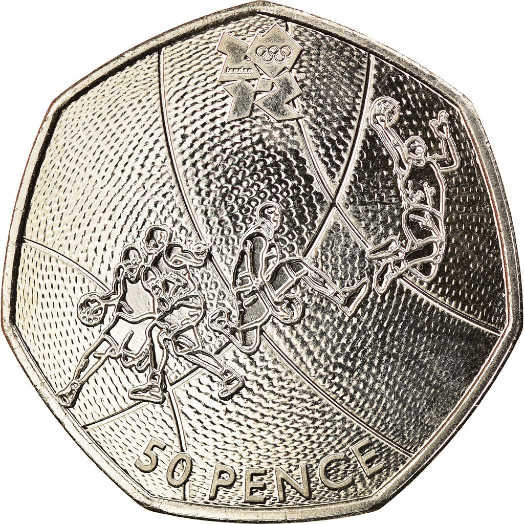 Coin, Great Britain, Elizabeth II, Basketball, 50 Pence, 2011, British Royal