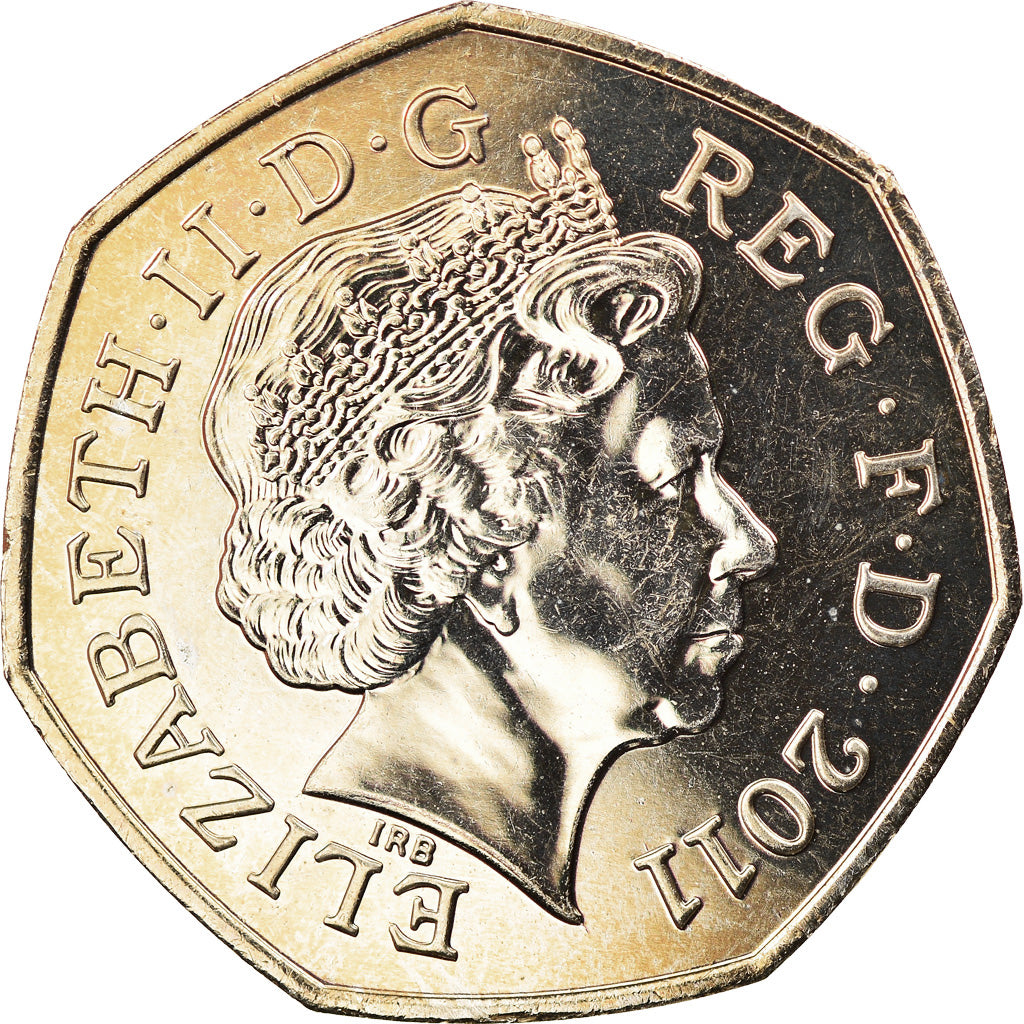 Coin, Great Britain, Elizabeth II, Aquatics, 50 Pence, 2011, British Royal Mint