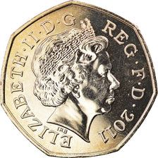 Coin, Great Britain, Elizabeth II, Aquatics, 50 Pence, 2011, British Royal Mint