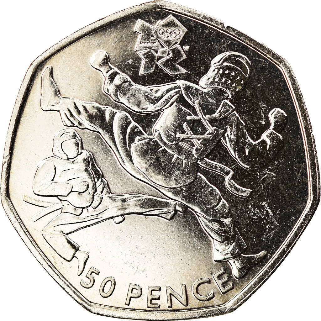 Coin, Great Britain, Elizabeth II, Taekwondo, 50 Pence, 2011, British Royal