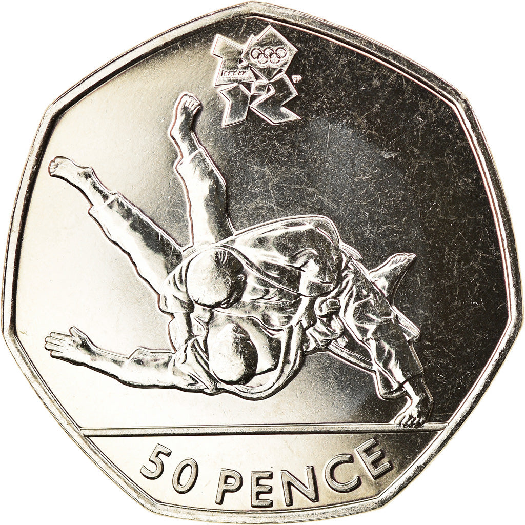 Coin, Great Britain, Elizabeth II, Judo, 50 Pence, 2011, British Royal Mint