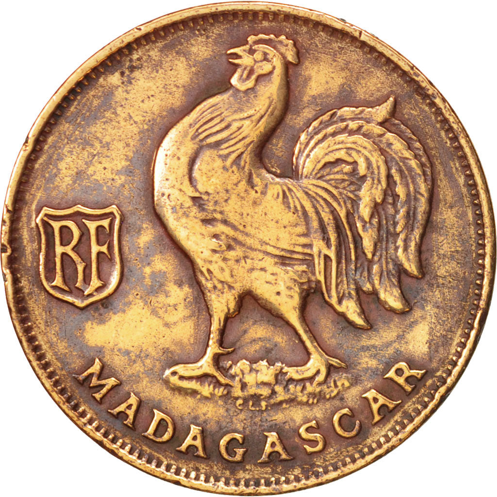 Madagascar, Franc, 1943, Pretoria, AU(50-53), Bronze, KM:2
