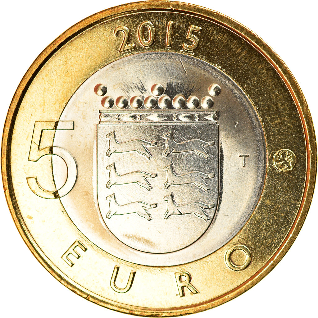 Finland, 5 Euro, L'hermine d'Ostrobotnie, 2015, Vantaa, MS(63), Bi-Metallic