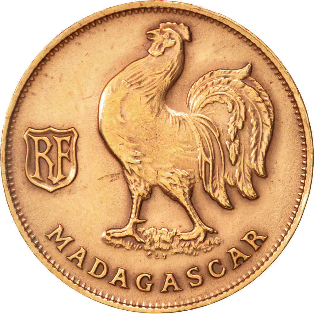 Madagascar, Franc, 1943, Pretoria, AU(50-53), Bronze, KM:2
