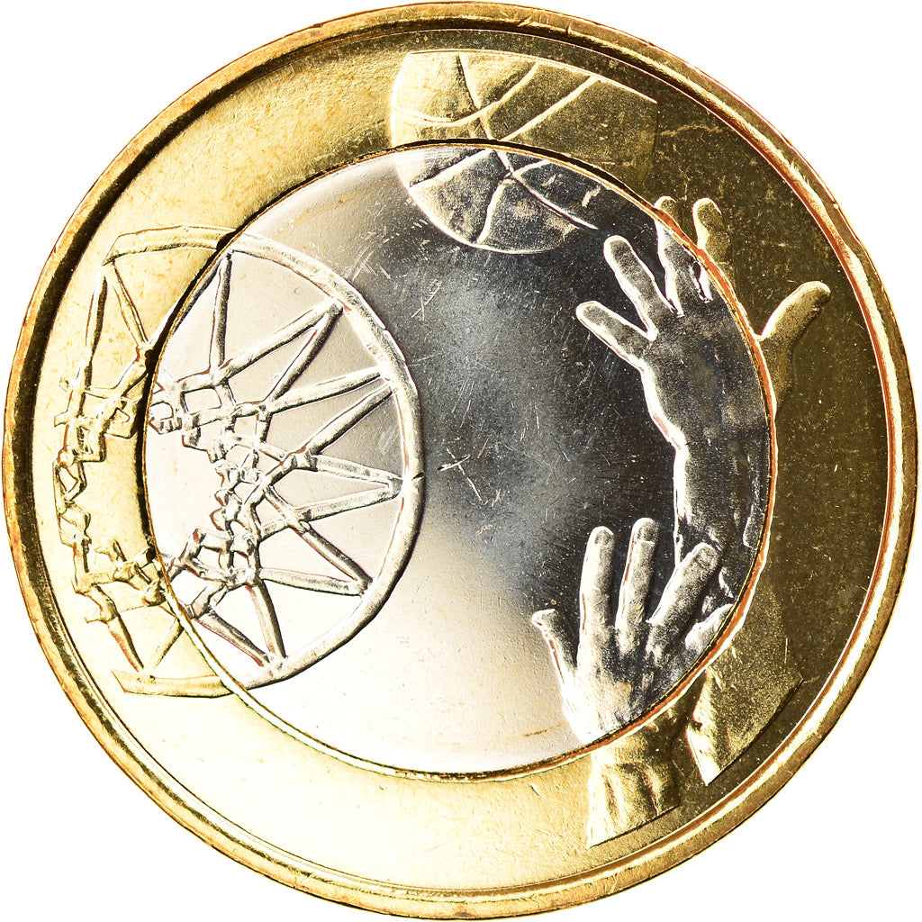 Finlande, 5 Euro, Le basket-ball, 2015, Vantaa, SPL, Bi-Metallic, KM:237