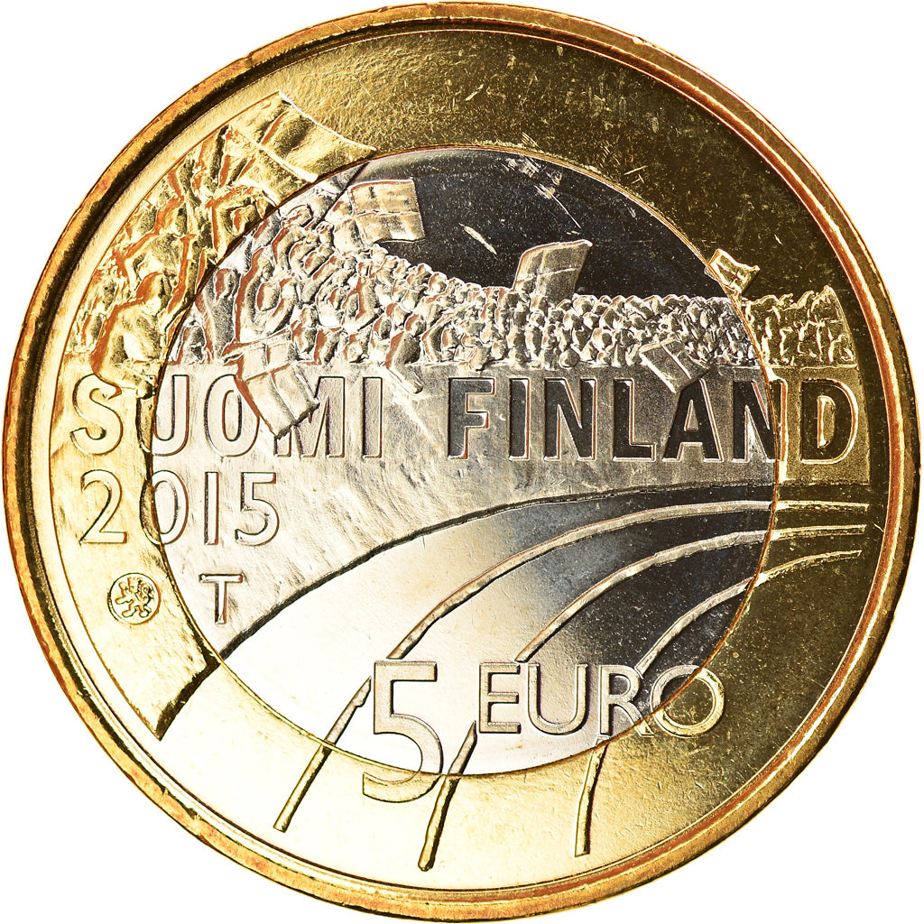 Finlande, 5 Euro, Le basket-ball, 2015, Vantaa, SPL, Bi-Metallic, KM:237