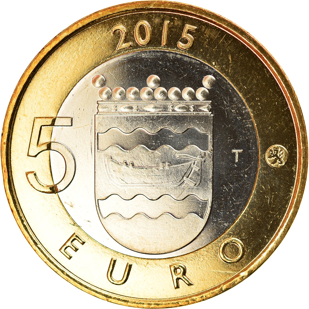 Finlandia, 5 Euro, 2015, MS(63), Bimetaliczny, KM:New