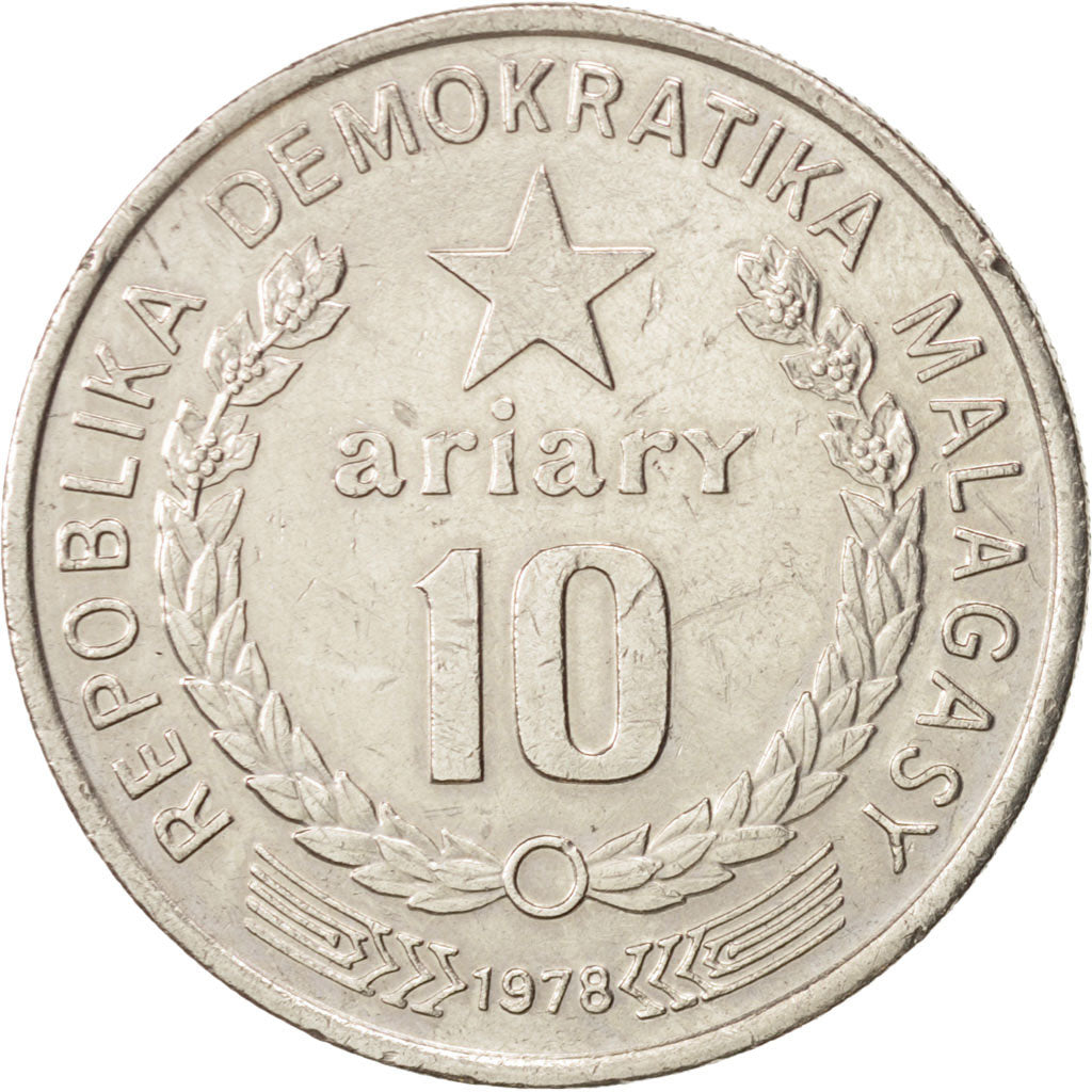 Coin, Madagascar, 10 Ariary, 1978, British Royal Mint, AU(50-53), Nickel, KM:13