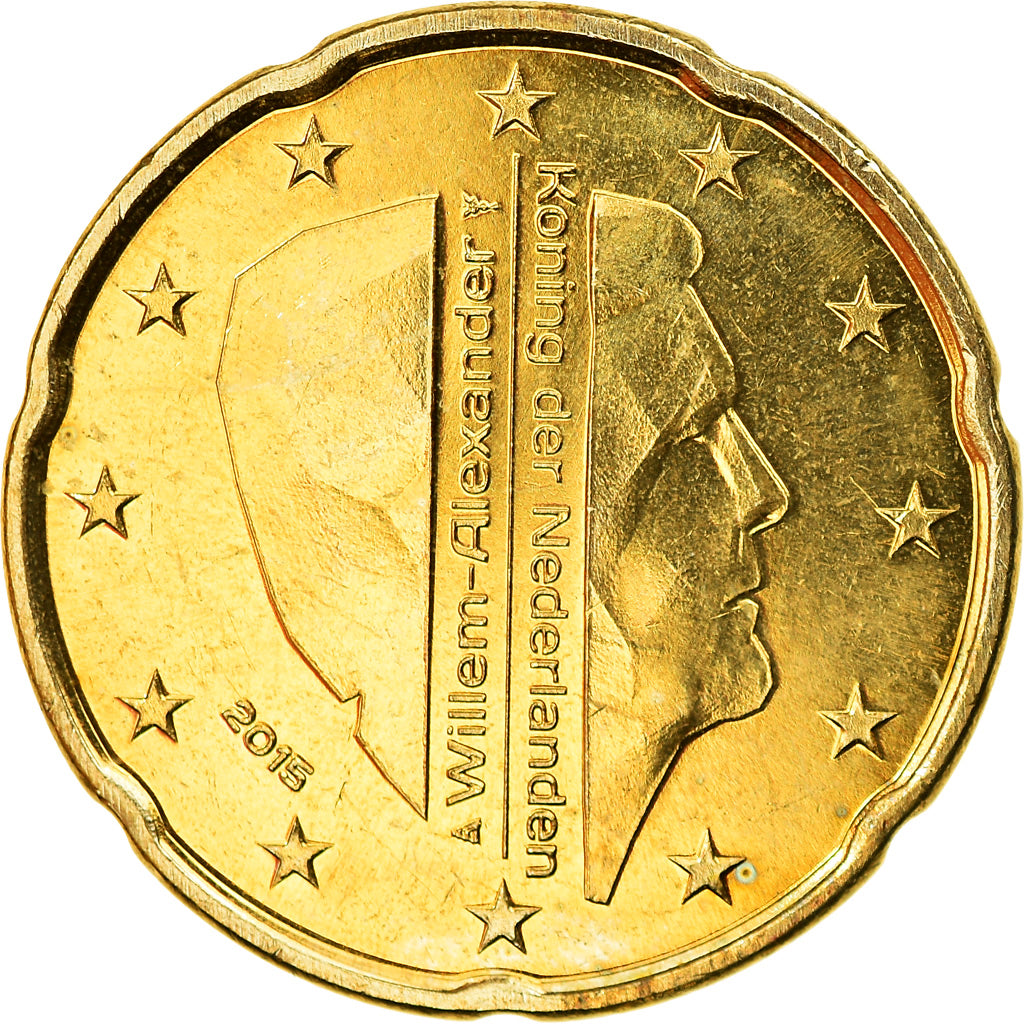 Países Bajos, 20 Euro Cent, 2015, SC, Latón, KM:New