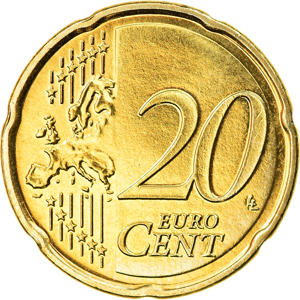 Países Bajos, 20 Euro Cent, 2015, SC, Latón, KM:New