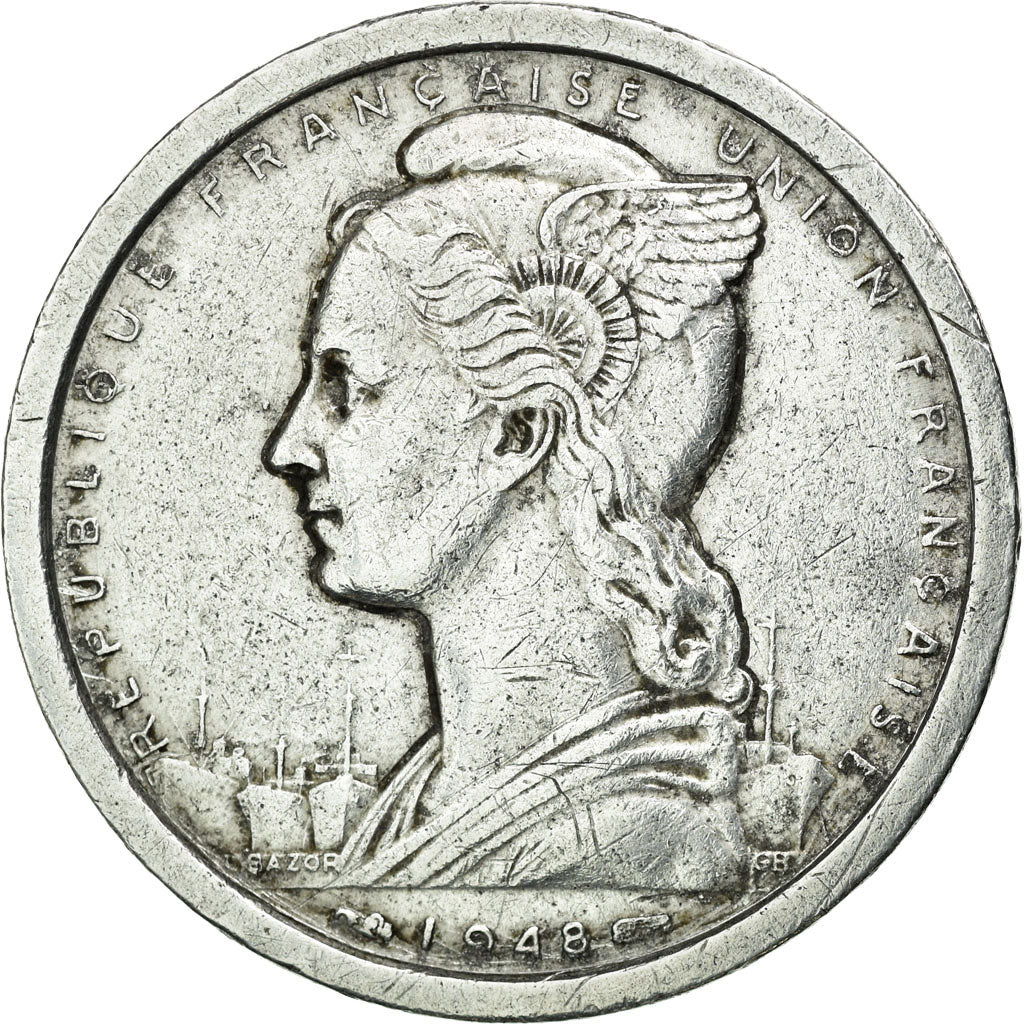 Coin, Madagascar, 2 Francs, 1948, Paris, EF(40-45), Aluminum, KM:4