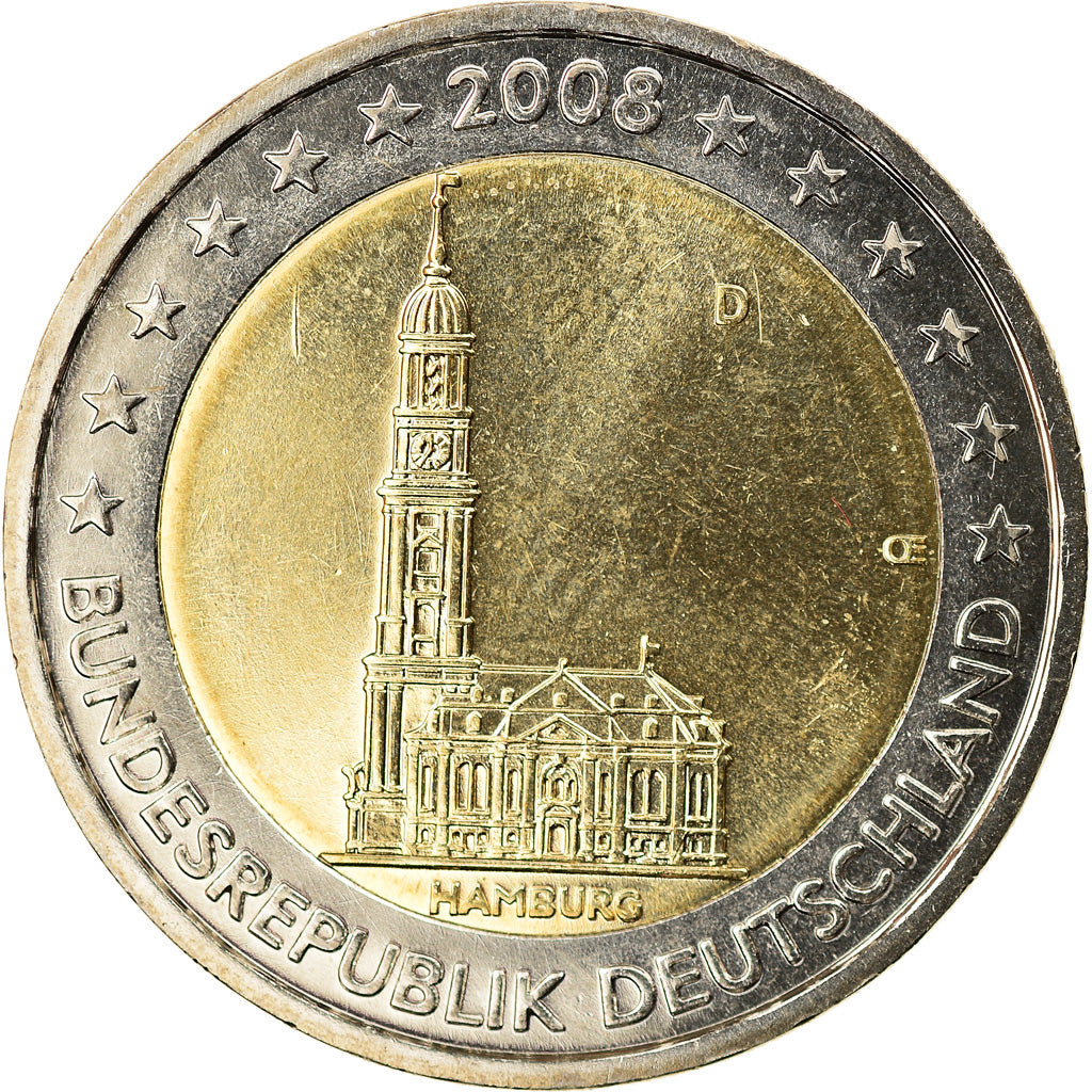 Bundesrepublik Deutschland, 2 Euro, 2008, Munich, VZ, Bi-Metallic, KM:261