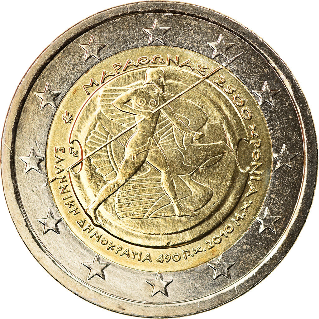 Greece, 2 Euro, Marathon, 2010, Athens, MS(63), Bi-Metallic, KM:236