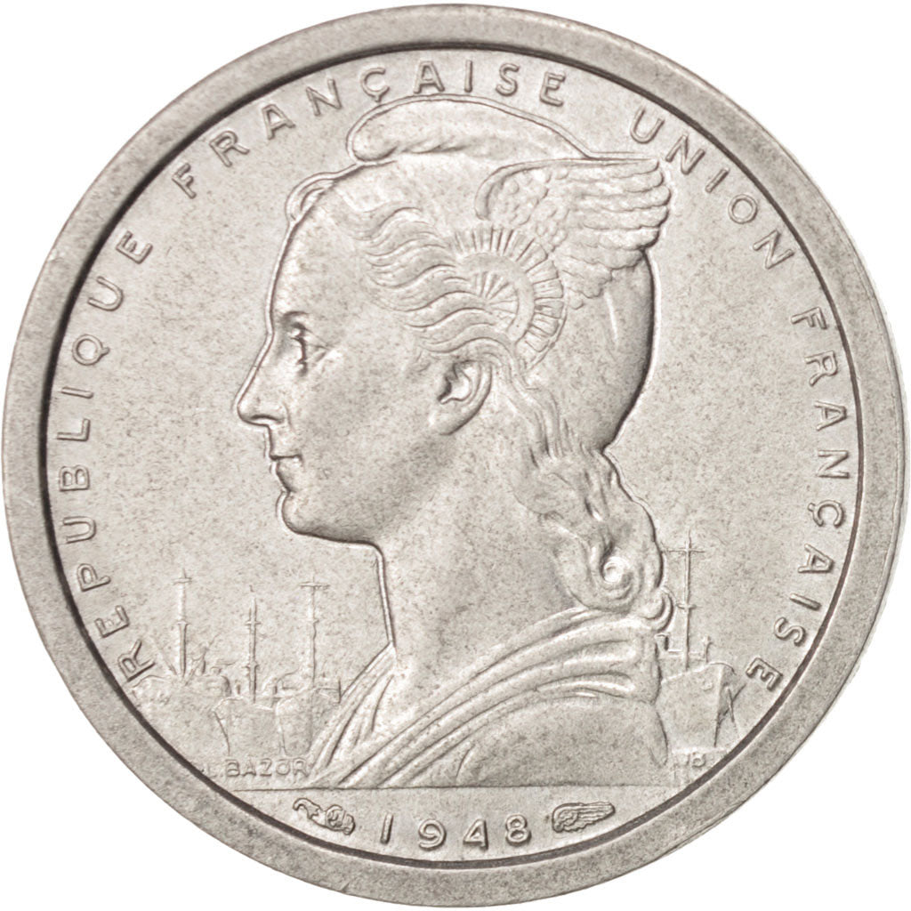 Madagascar, Franc, 1948, Paris, SS, Aluminium, KM:3