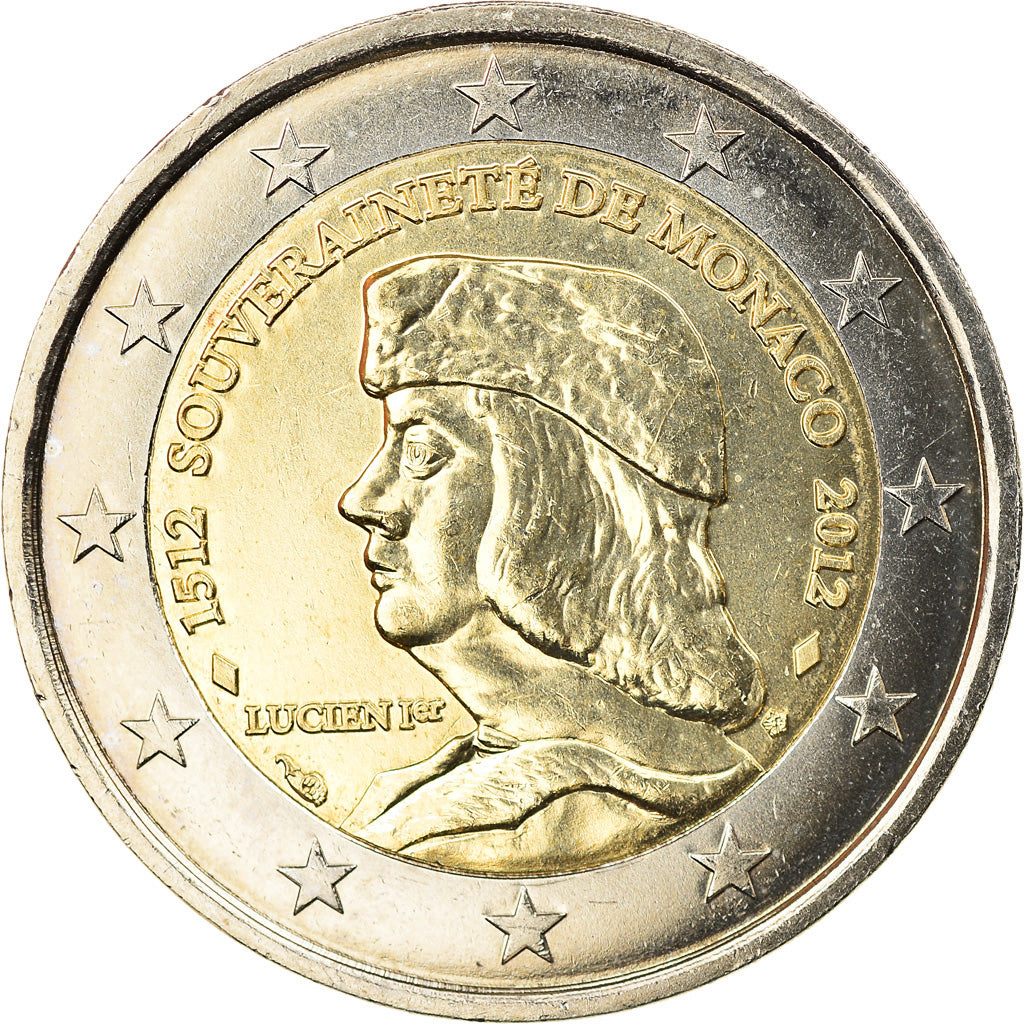 Monaco, 2 Euro, Lucien Ier de Monaco, 2012, Paris, UNC-, Bi-Metallic, Gadoury:MC