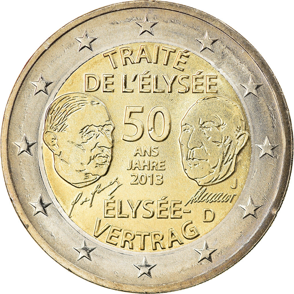Germany, 2 Euro, Traité de l'Elysée, 2013, Hambourg, MS(63), Bi-Metallic