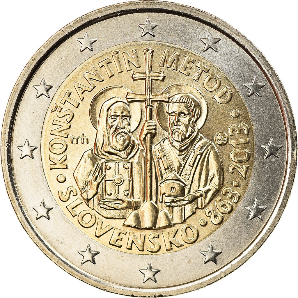 Slovakia, 2 Euro, Cyrille, Methode, 2013, Kremnica, AU(55-58), Bi-Metallic