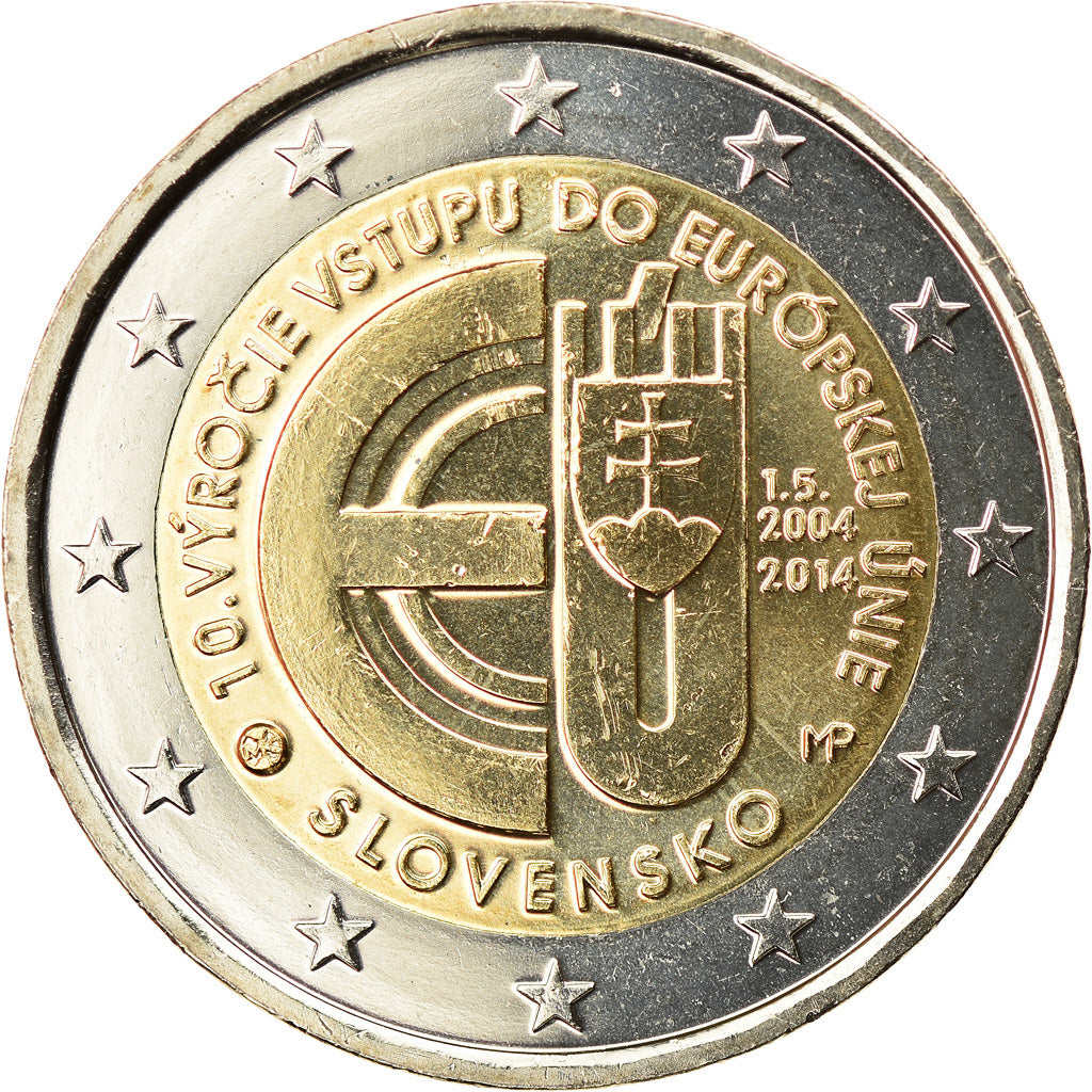 Slovakia, 2 Euro, 10 ans de l'Euro, 2014, MS(63), Bi-Metallic, KM:New