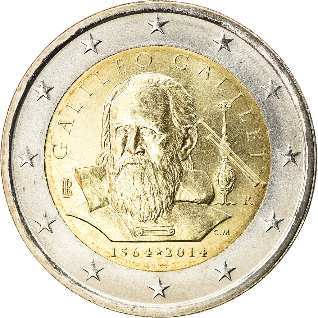 Itália, 2 Euro, Galileo Galilei, 2014, MS(63), Bimetálico, KM:New