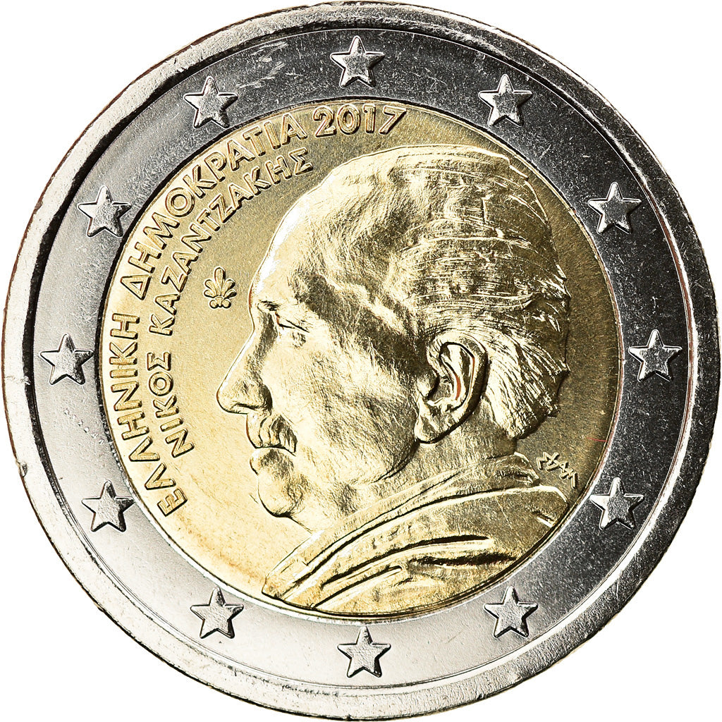 Grecia, 2 Euro, Nikos Kazantzakis, 2017, SPL, Bi-metallico, KM:New