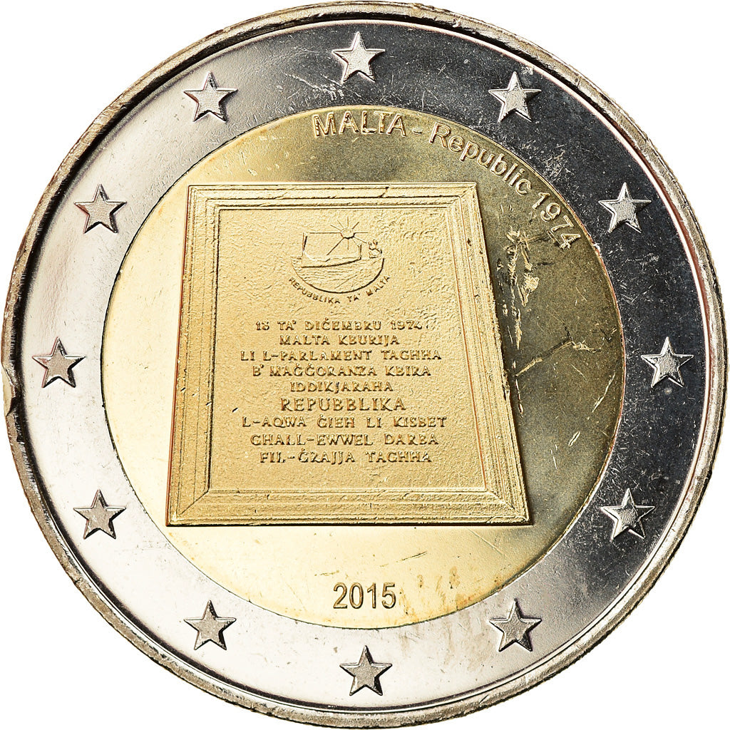 Malta, 2 Euro, 2015, FDC, Bimetálico, KM:New
