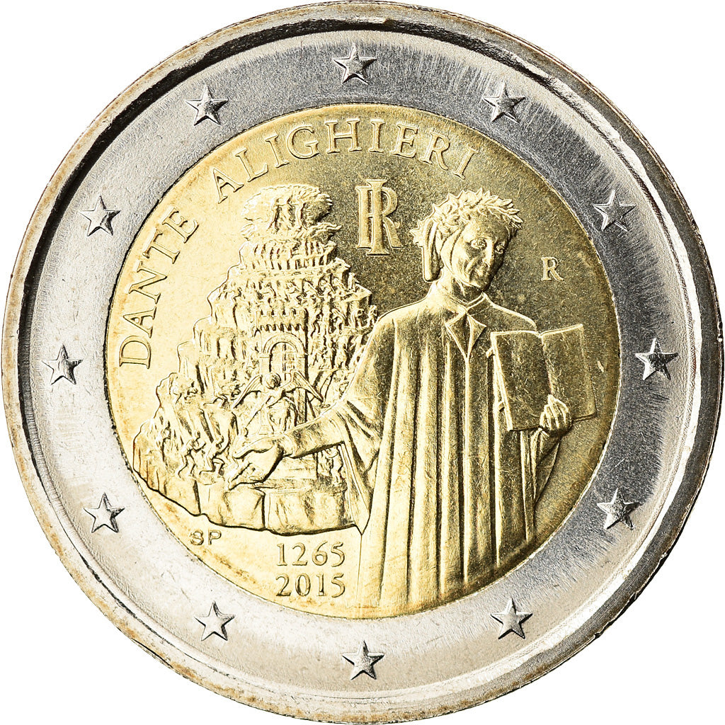 Italy, 2 Euro, Dante Alighieri, 2015, Rome, MS(63), Bi-Metallic, KM:New