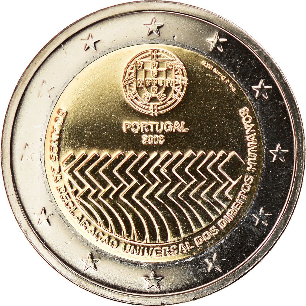 Portogallo, 2 Euro, 60 anos da declaracao universal, 2008, Lisbon, FDC