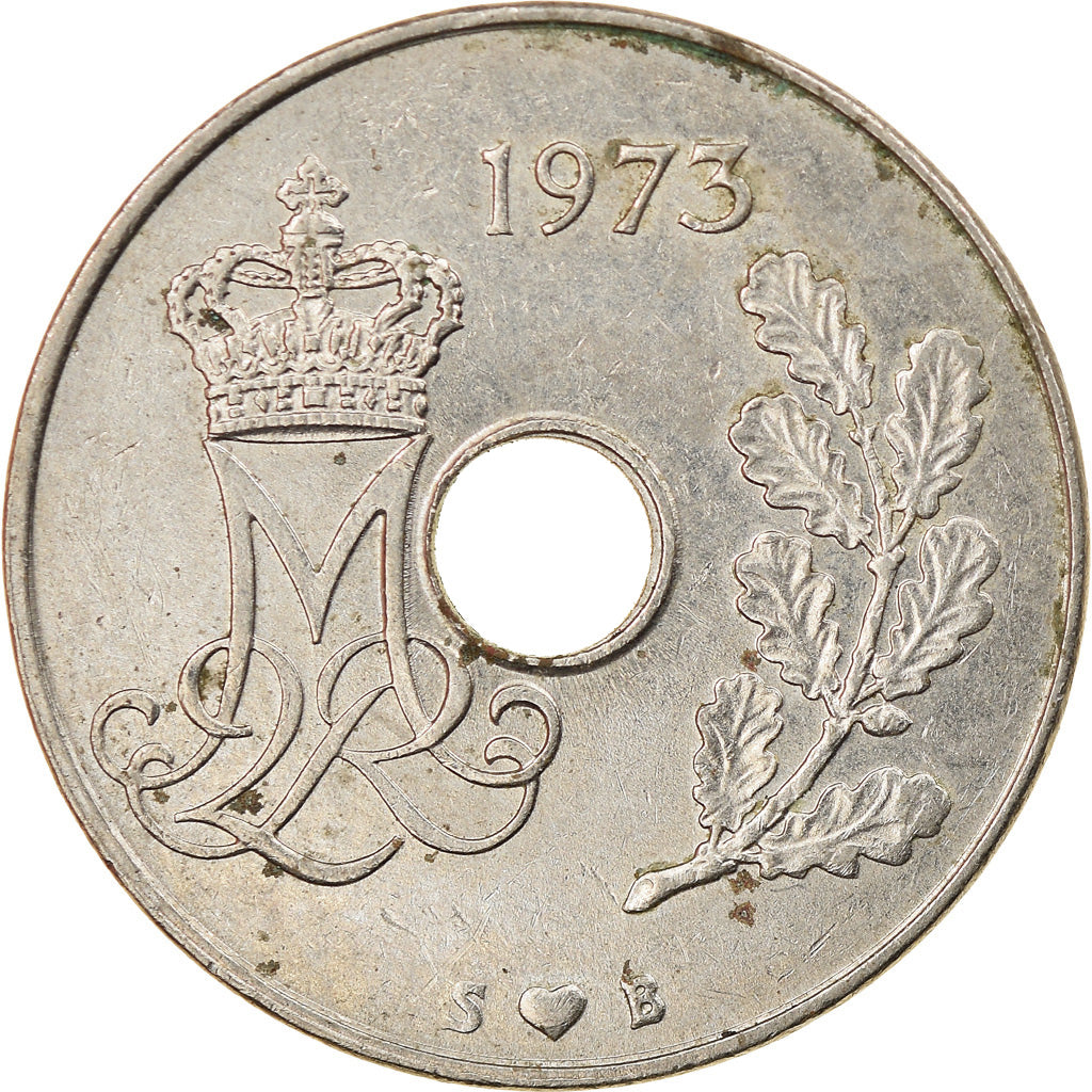 Monnaie, Danemark, Margrethe II, 25 Öre, 1973, Copenhagen, TB+, Copper-nickel