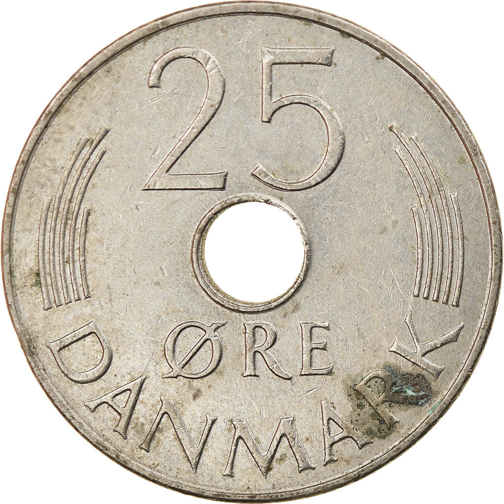 Monnaie, Danemark, Margrethe II, 25 Öre, 1973, Copenhagen, TB+, Copper-nickel
