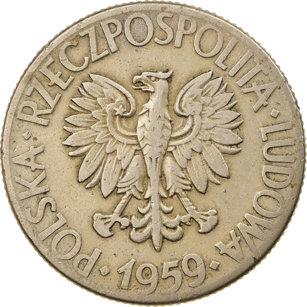 Moneta, Polonia, 10 Zlotych, 1959, Warsaw, BB, Rame-nichel, KM:50