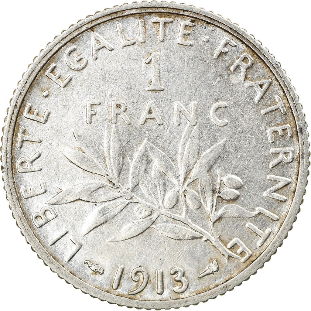 Coin, France, Semeuse, Franc, 1913, Paris, AU(50-53), Silver, KM:844.1