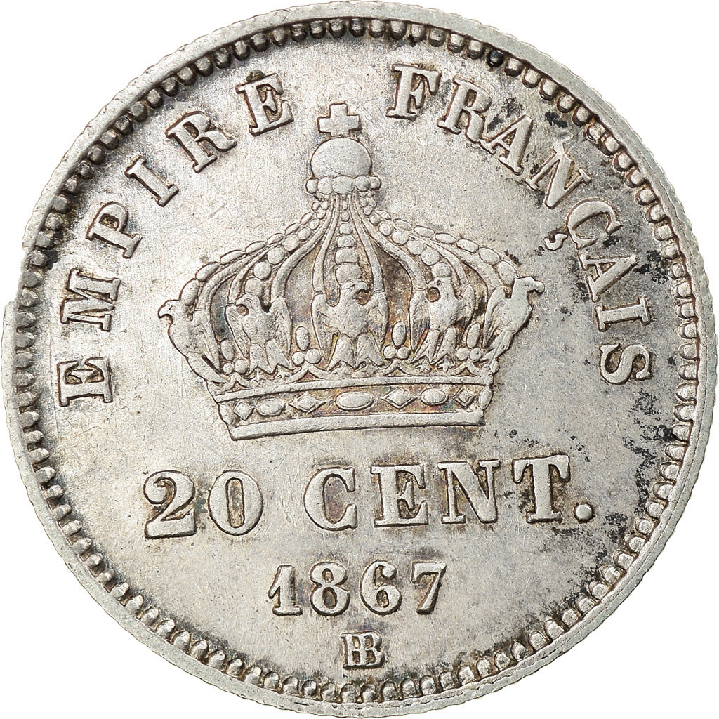 Moneta, Francja, Napoleon III, Napoléon III, 20 Centimes, 1867, Strasbourg