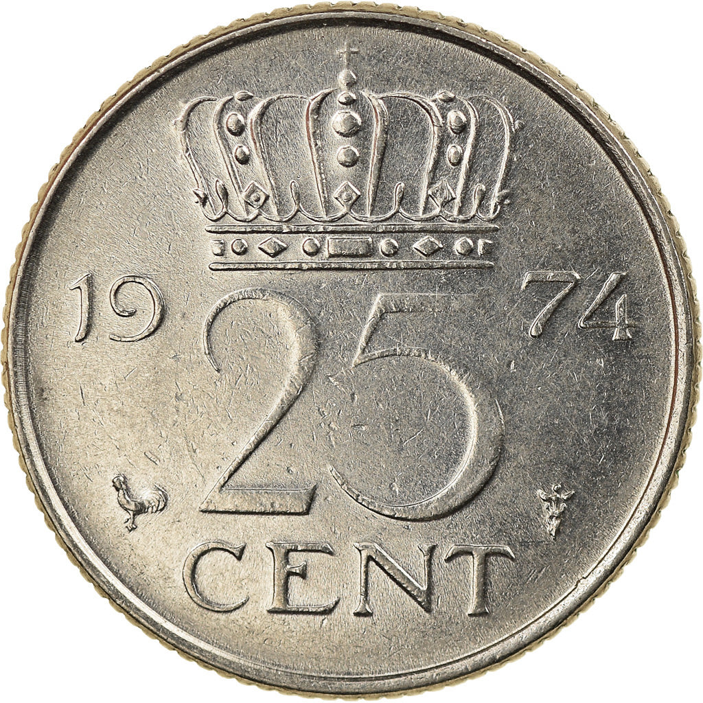 Monnaie, Pays-Bas, Juliana, 25 Cents, 1974, TTB+, Nickel, KM:183