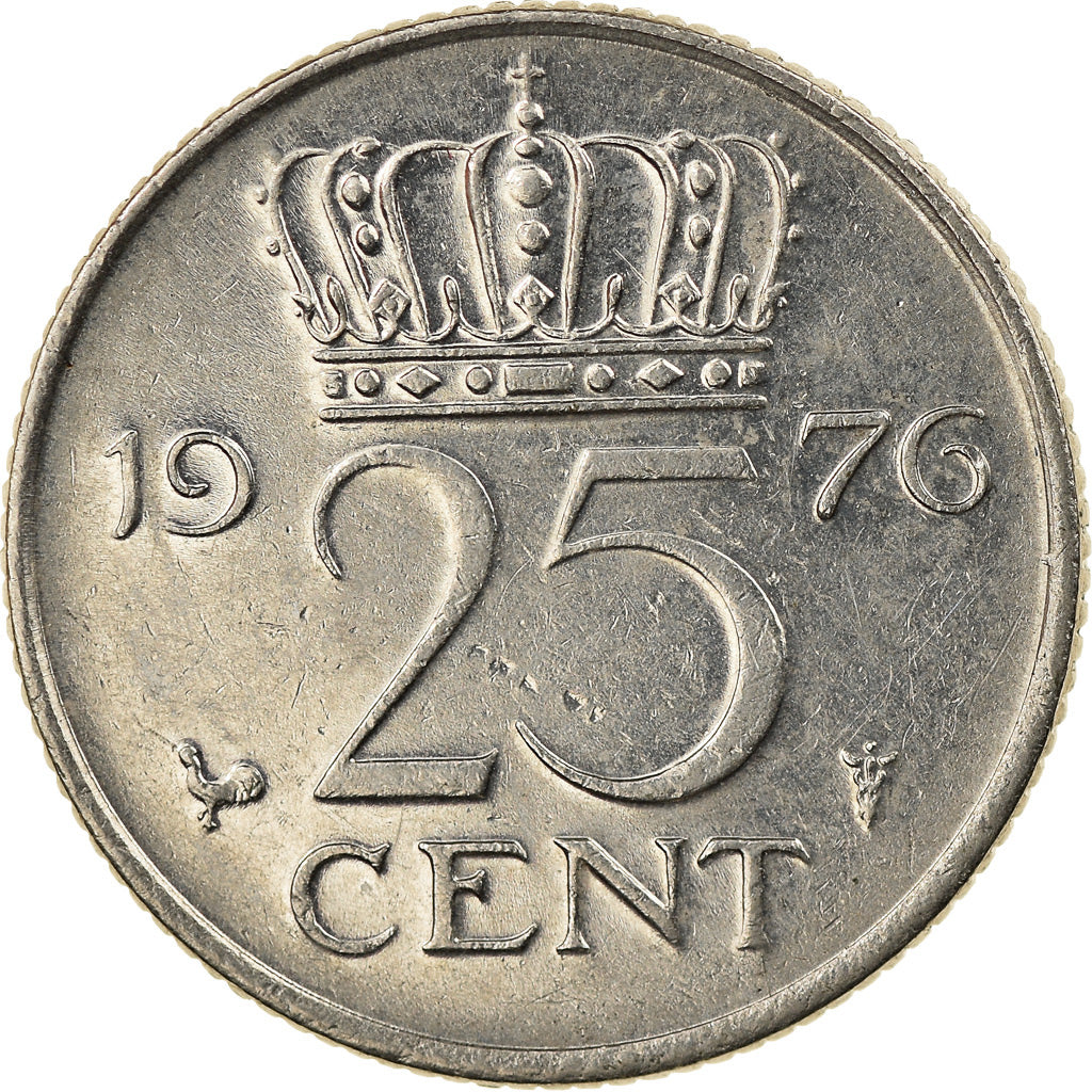 Moneta, Holandia, Juliana, 25 Cents, 1976, AU(50-53), Nikiel, KM:183