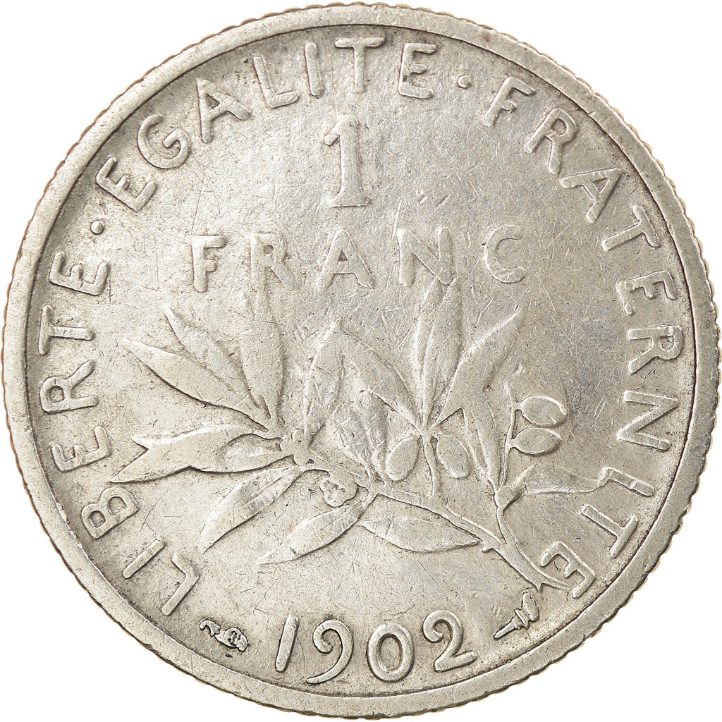 Coin, France, Semeuse, Franc, 1902, Paris, VF(30-35), Silver, KM:844.1