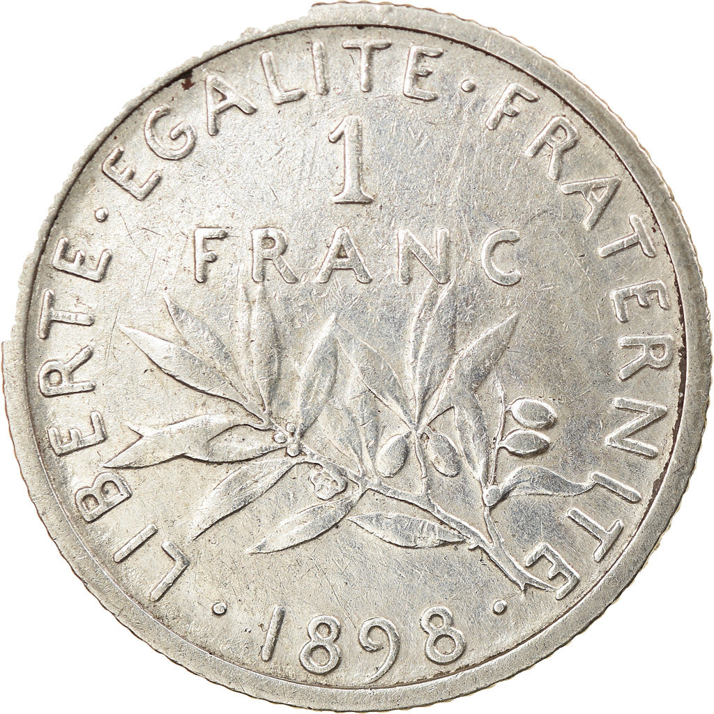 Moeda, França, Semeuse, Franc, 1898, Paris, EF(40-45), Prata, KM:844.1