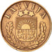 Latvia, 2 Santimi, 1939, SS+, Bronze, KM:11.2