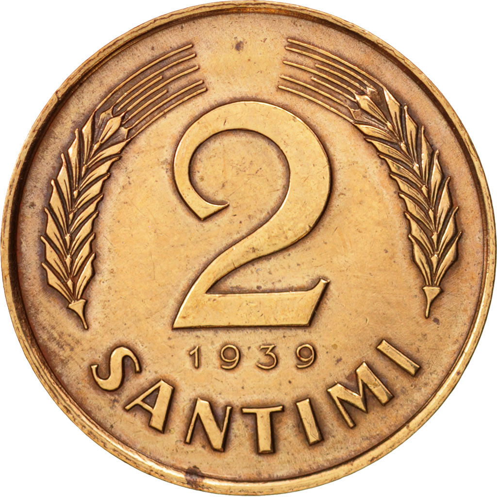 Latvia, 2 Santimi, 1939, SS+, Bronze, KM:11.2